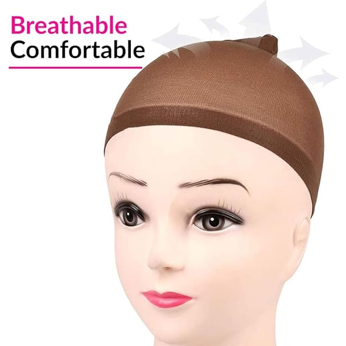 DILLARDS 8 Pieces Dark Brown Lace Front Wig Cap Silk Lining Hair Cap Stretch Nylon Wig Cap - Image 3